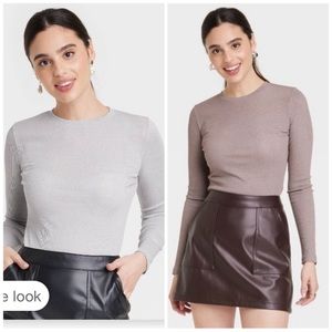 Two A New Day Long Sleeve Tops - Metallic Purple and Silver